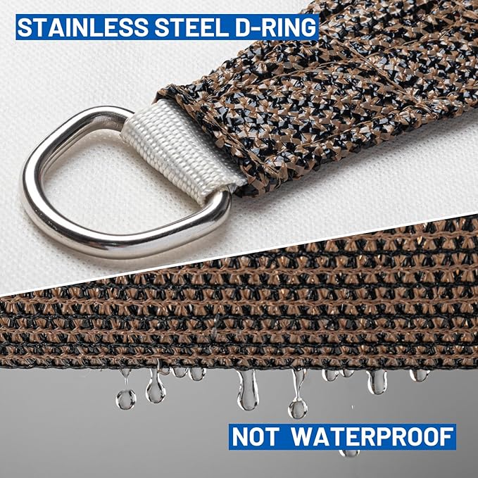 Sun Shade Sail 12'x14' Brown Rectangle Shade Cover Custom Size | 95% UV Block - Image 6