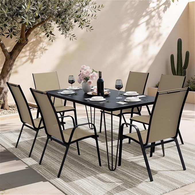 JEAREY Patio Dining Chairs Set of 4, Outdoor Stackable Dining Furniture Set - Image 2