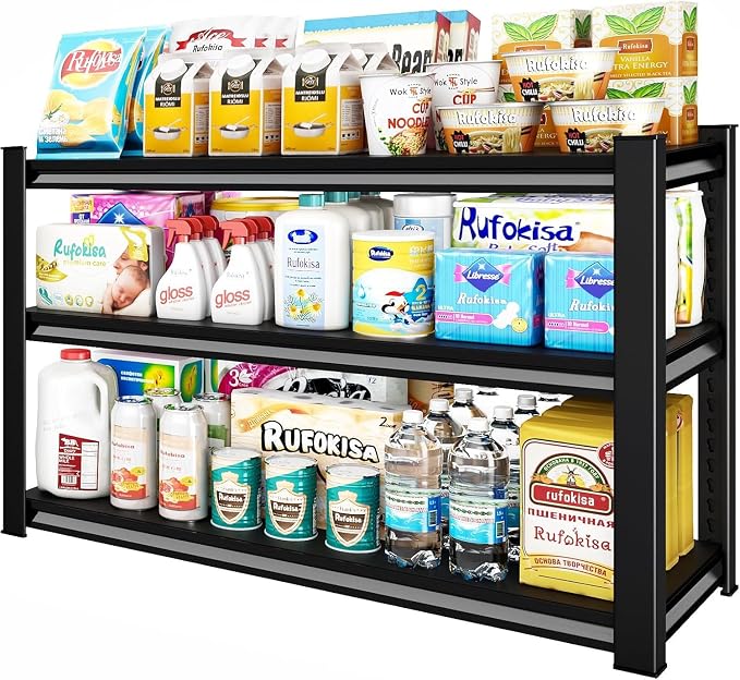3-Tier Garage Shelving Heavy Duty，48" W Metal Shelving Unit by Rufokisa