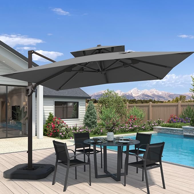 10x10 FT Outdoor Cantilever Patio Umbrella, Waterproof & UV-Protective Fabric by Unknown