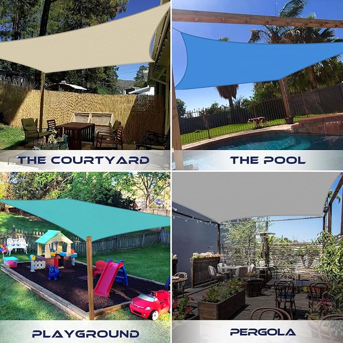 Windscreen4less 12' x 14' Sun Shade Sail Rectangle Outdoor Canopy Cover UV Block - Image 2