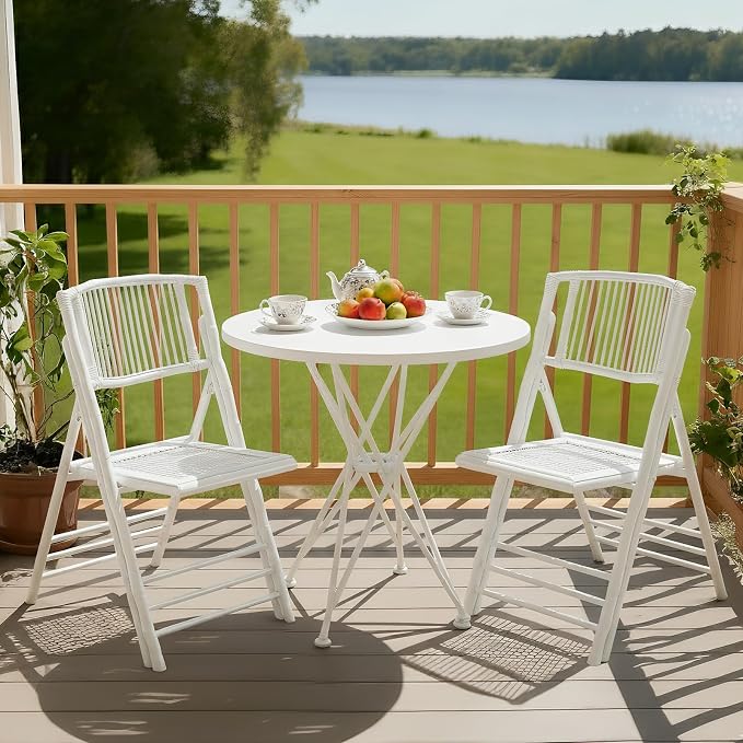 VINGLI Bamboo Folding Chair, Foldable Dining Wood Chairs Comfortable Seat - Image 10