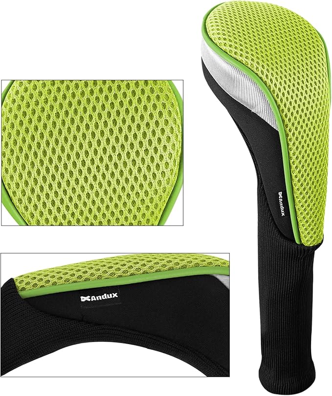 Andux 5pcs/Set Mesh Golf 460cc Driver Fairway Wood Club Head Covers Long Neck with No. Tags