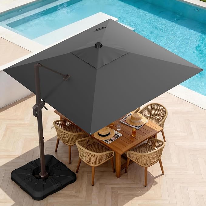 10' X 10' Patio Umbrella Cantilever Outdoor Rectangle Umbrella, Heavy Duty - Image 9