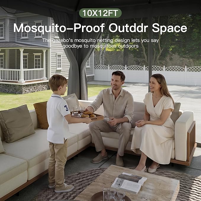 Aoxun 12x10 Gazebo Metal Frame Canopy Tent - Image 2