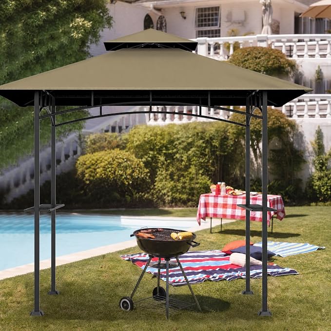 5x8Ft Grill Gazebo Replacement Top, Khaki Canopy Top Cover Only | Double-Layer - Image 5