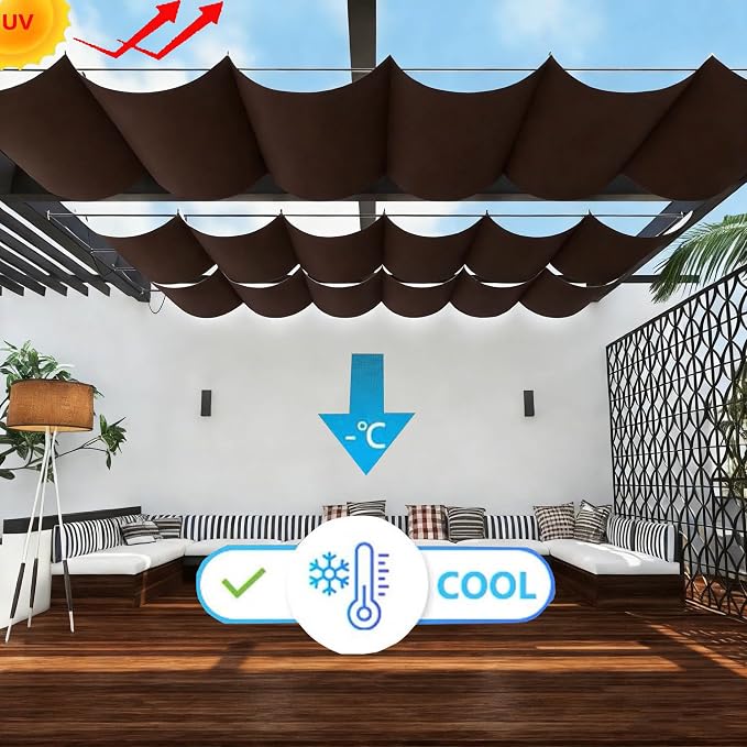 Retractable Wave Sun Shade Sail Waterproof 13' x 20' Sun Shade - Image 2