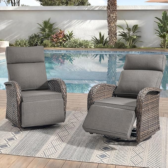 Zero Gravity Patio Swivel Recliner Chairs Set of 2 by JelwalyPatioFurnitureSet