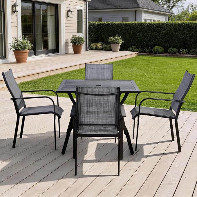 Patio Dining Chairs Set of 4, All-Weather High Back Textilene Stackable Chairs - Image 2