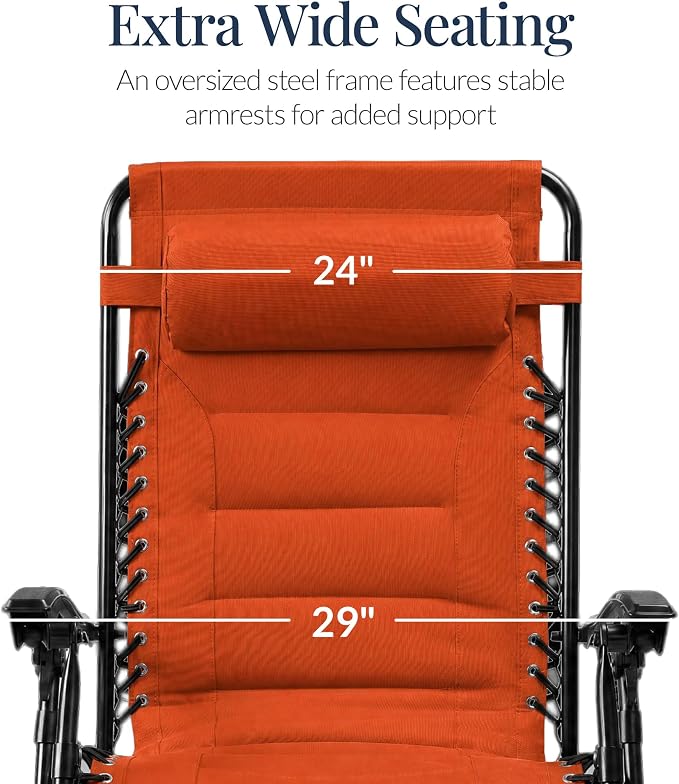 Best Choice Products Oversized Padded Zero Gravity Chair, Folding Outdoor Patio - Image 3