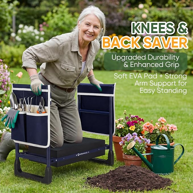 Garden Kneeler and Seat, Foldable Heavy Duty w/Soft Kneeling Pad | 600lbs - Image 2