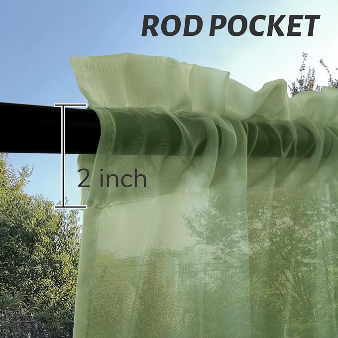 Outdoor Sheer Curtains for Patio Waterproof, 4 Panels Rod Pocket Indoor/Outdoor - Image 3