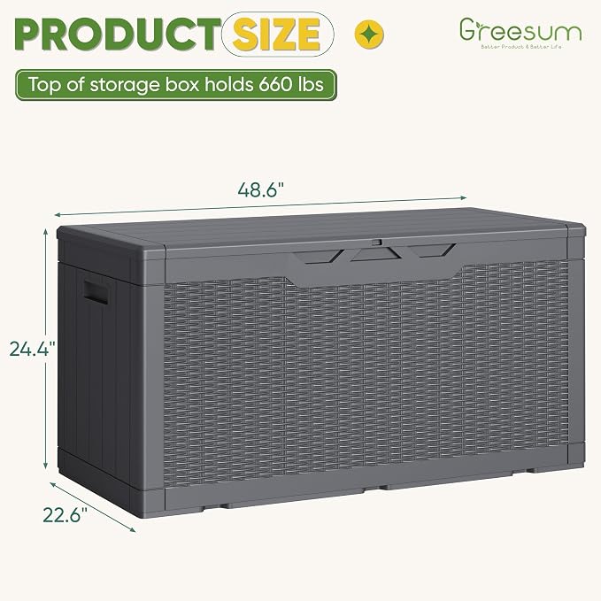 Greesum Outdoor Storage Box 100 Gallon Storage Bin - Image 7