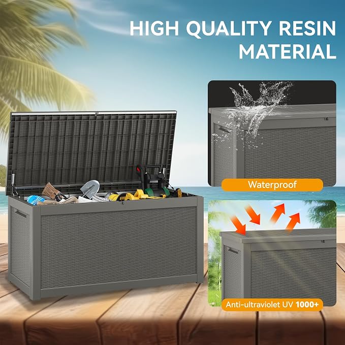 320 Gallon Outdoor Storage Box, Resin Deck Boxes Indoor and outdoor, Waterproof - Image 4