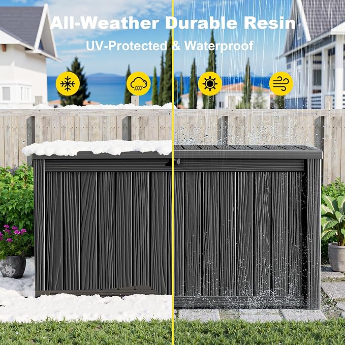 180 Gallon Waterproof Outdoor Storage Box, UV Resistant Resin Deck Box - Image 6