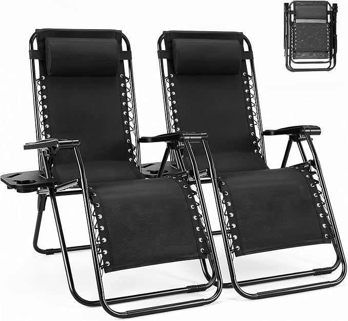NEWBULIG Zero Gravity Chairs Set of 2, Folding Lounge Recliner Chair | Portable by NEWBULIG