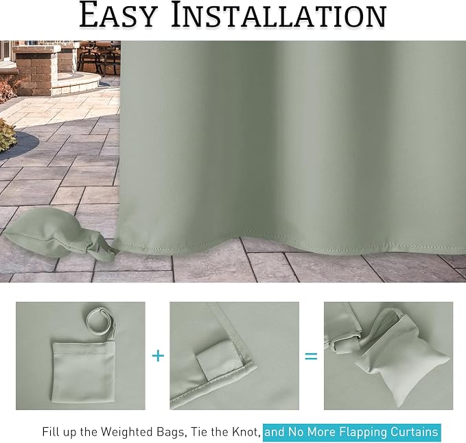 RYB HOME Outdoor Curtains for Patio Waterproof, Windproof - Image 5