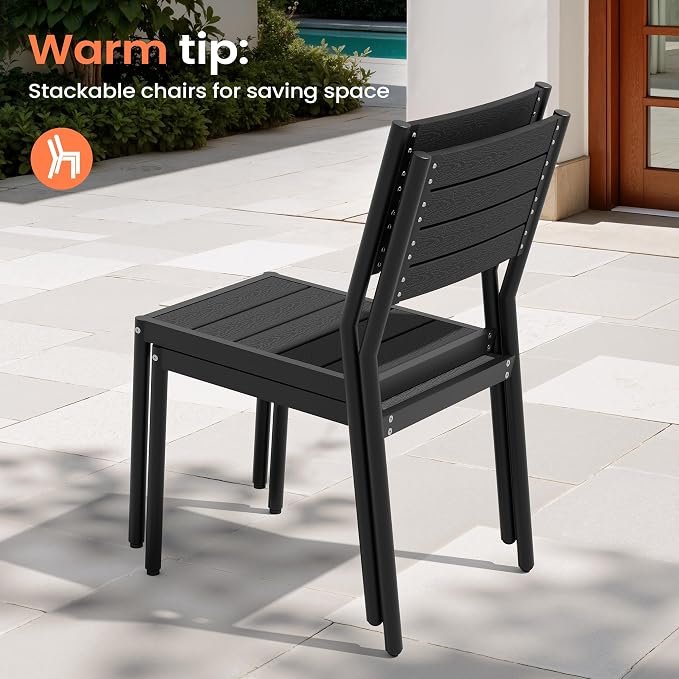 Pellebant Stackable Outdoor Patio Dining Chairs Set of 2 | Aluminum Armless - Image 9
