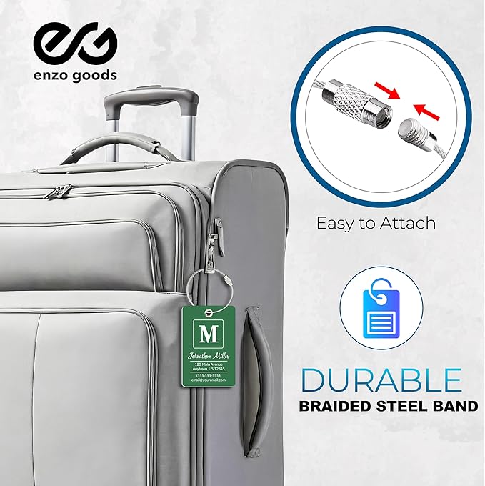 Personalized Luggage Tag | Custom Luggage Tags for Suitcases | Kids Backpack Tag | 10 Color Options & Choose Font, Font Color