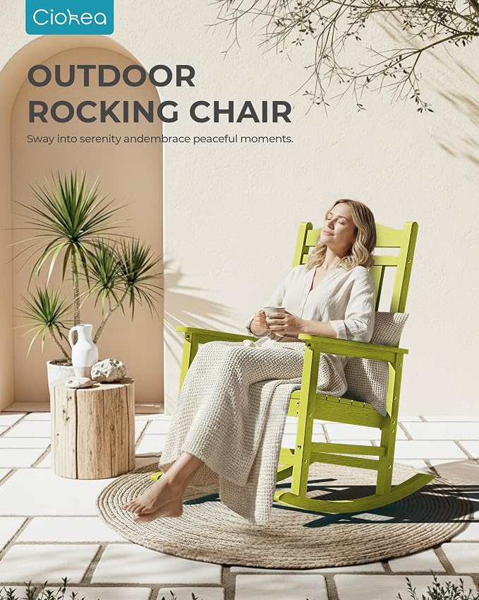 Oversized Outdoor Rocking Chairs Set of 2, 380lbs Heavy-Duty Large Patio Rocker - Image 7