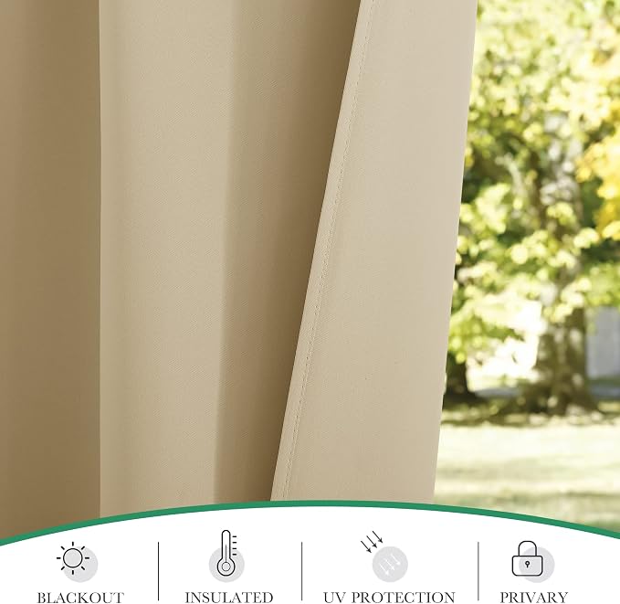 2 Panels Beige Outdoor Curtains - Image 5