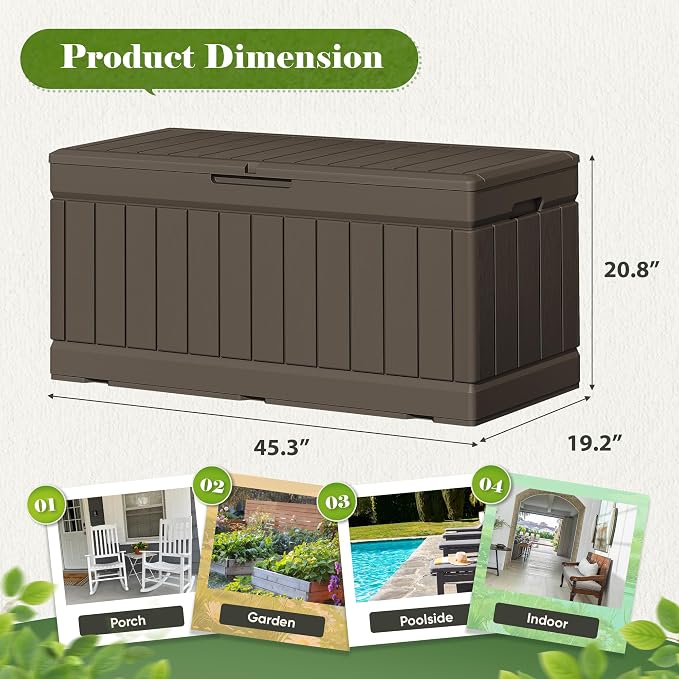 Flamaker Outdoor Storage Box 80 Gallon Resin Waterproof Deck Box | Delivery Box - Image 4