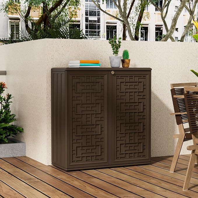 Mrosaa Storage Box Outdoor Caninet, Resin Indoor Storage Box Waterproof Outdoor - Image 7