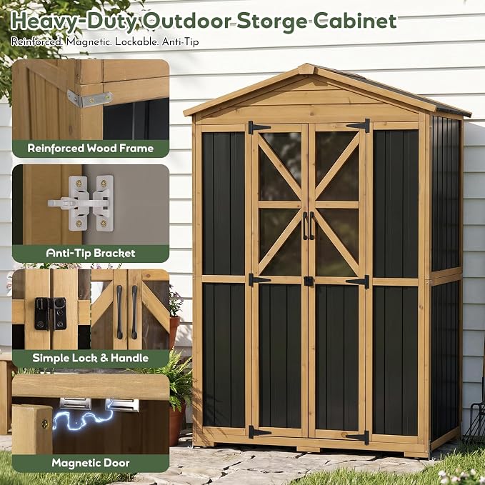 Outdoor Storage Cabinet, Weatherproof Garden Shed - Image 5