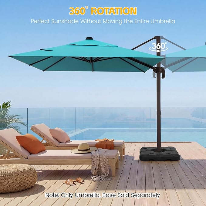 10x10 FT Patio Cantilever Umbrella, Rectangular Heavy Duty Offset Umbrella - Image 4