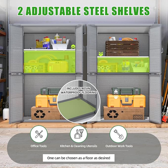 U-MAX 58 Cu.Ft Resin Outdoor Storage Cabinet, Tall Vertical - Image 3