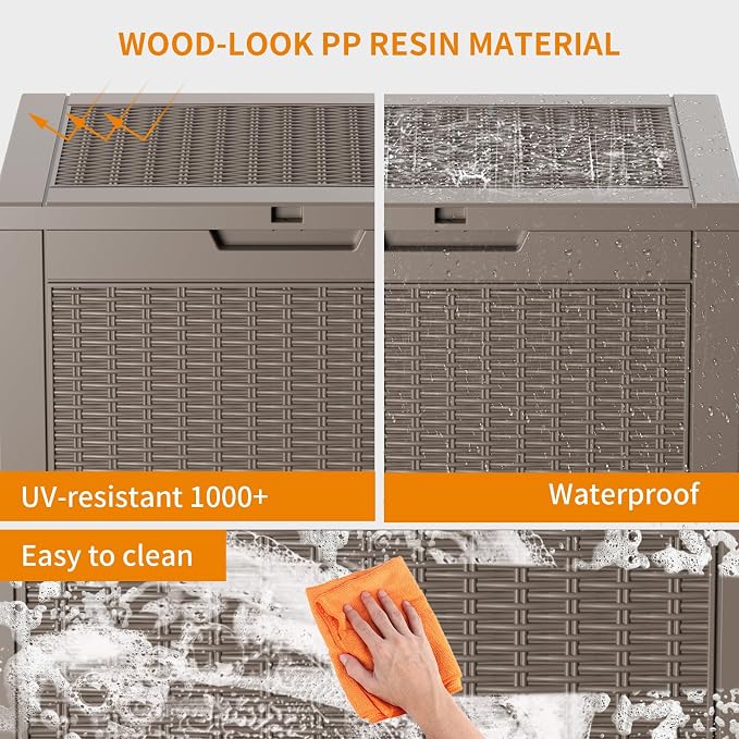 PatioZen 30 Gallon Resin Deck Box, Lockable Patio Outdoor Storage Box - Image 5