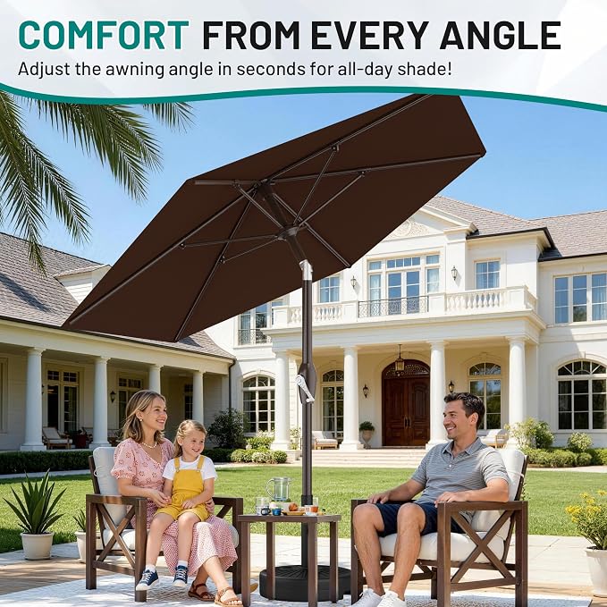 7.5FT Patio Umbrella Table Market Umbrella w/Tilt and Crank, Heavy-Duty Outdoor - Image 6