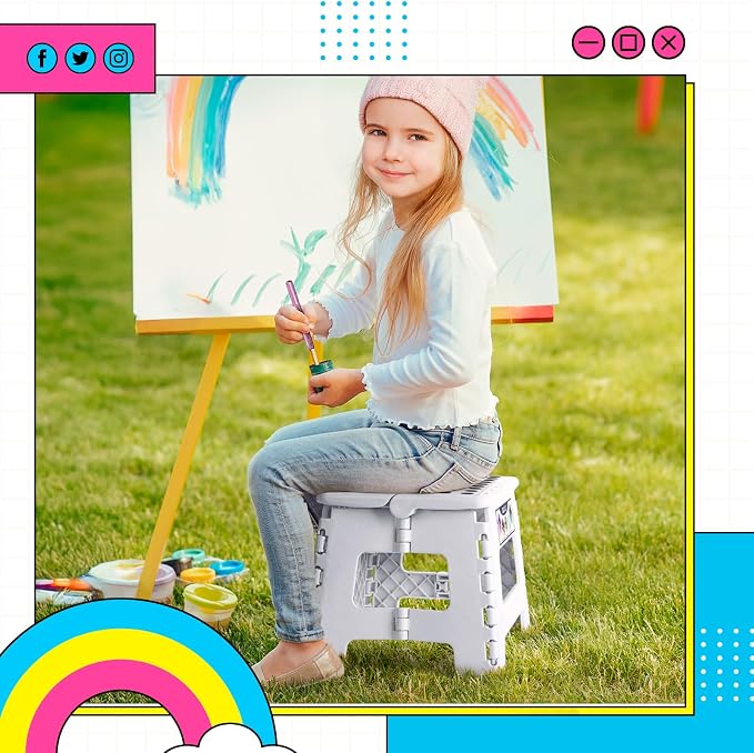 Delxo 9 Inch Kids Step Stool, 300 Lbs Folding Step Stool - Image 7