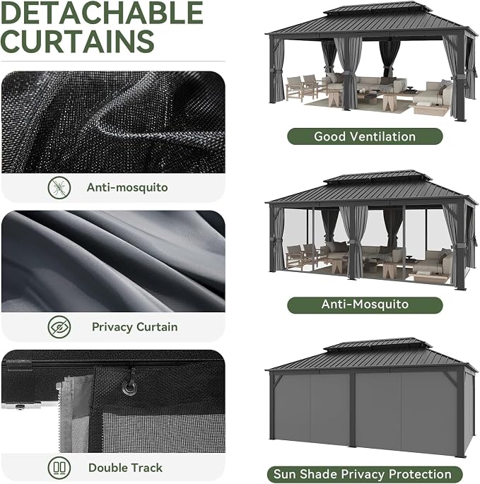 Aoxun Gazebo 20x12 Hardtop Gazebo - Image 8