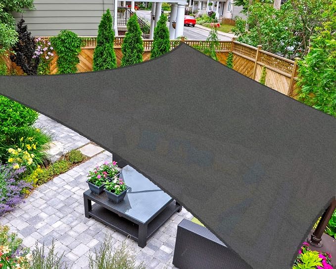 AsterOutdoor Sun Shade Sail Rectangle 8' x 12' UV Block Canopy by AsterOutdoor