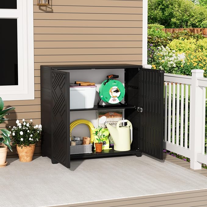 Mrosaa Storage Box Outdoor Caninet, Resin Indoor Storage Box Waterproof Outdoor - Image 3