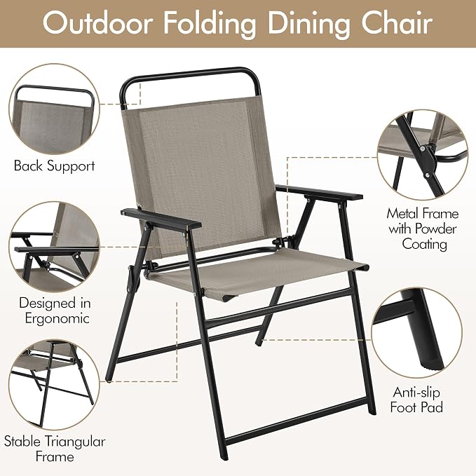 Yaheetech Outdoor Chairs Set of 2, Folding Patio Chairs - Image 6