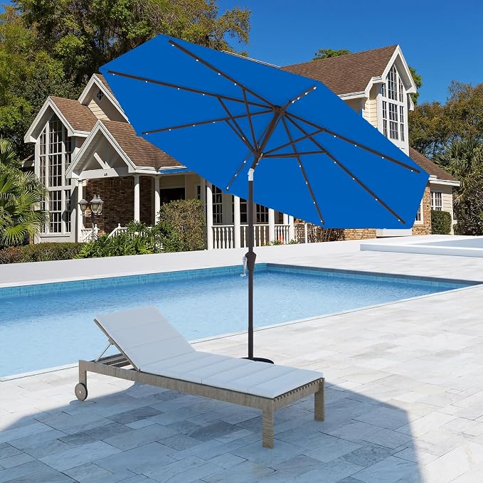 9FT Patio Umbrella with Solar Lights, Outdoor Market Umbrella with Tilt and - Image 7