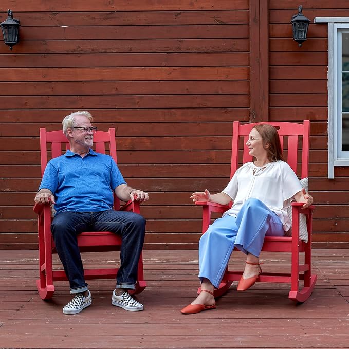 Outdoor Rocking Chairs Set of 2, Oversized Porch Rocker | Weather Resistant - Image 2