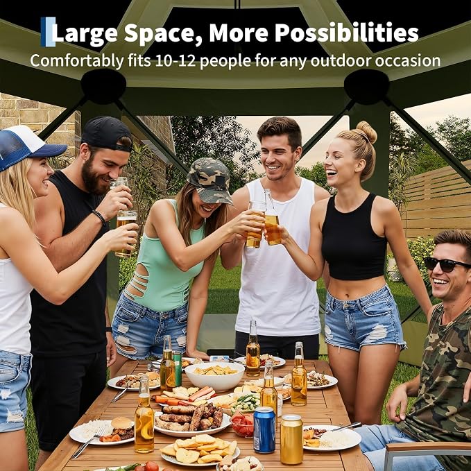 11.5FT Pop-Up Gazebo Tent with Mesh Netting, Removable Top & Wind Cloths | - Image 5