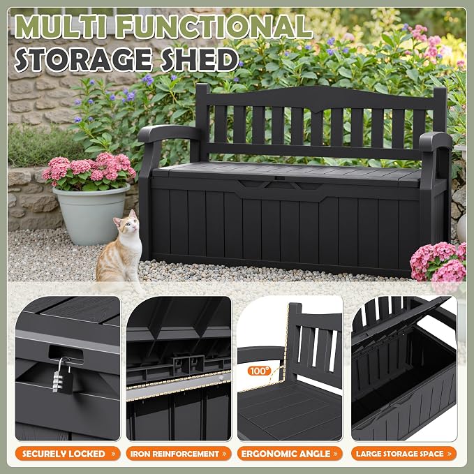 Homall 75 Gallon Outdoor Storage Benches Lockable Deck Box Waterproof | UV - Image 6