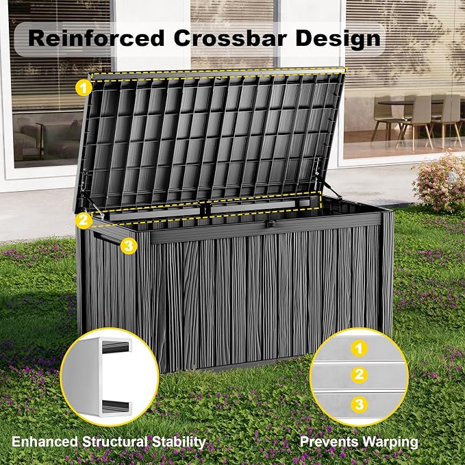 230 Gallon Outdoor Deck Box, Resin Waterproof Storage Box - Image 4