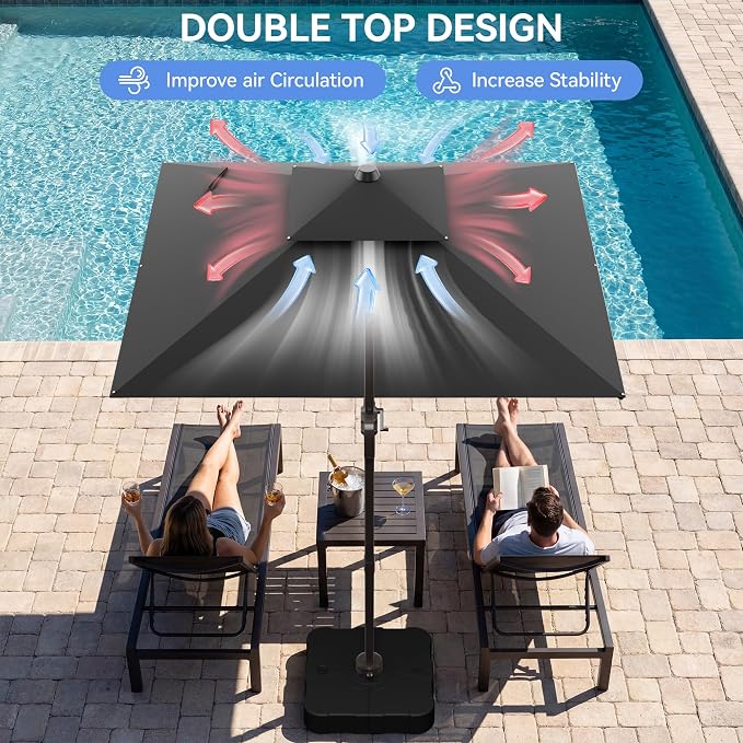 10x10FT Cantilever Outdoor Patio Umbrellas，Double Top Large Square Umbrella - Image 5