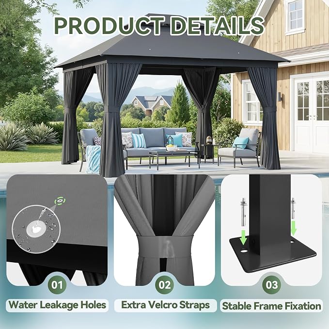 Aoxun 12x10 Gazebo Metal Frame Canopy Tent - Image 7