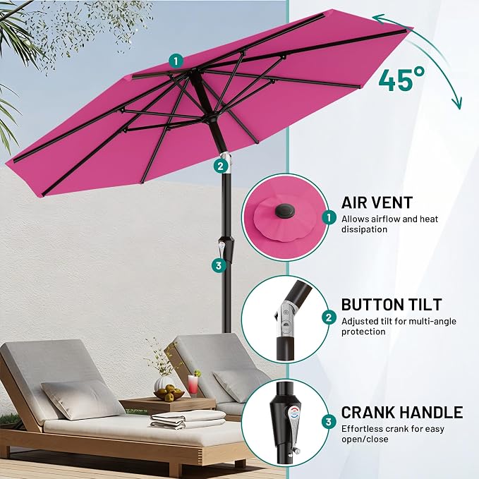 9 FT Patio Umbrella for Outdoor, Outdoor Table Umbrella - Image 5