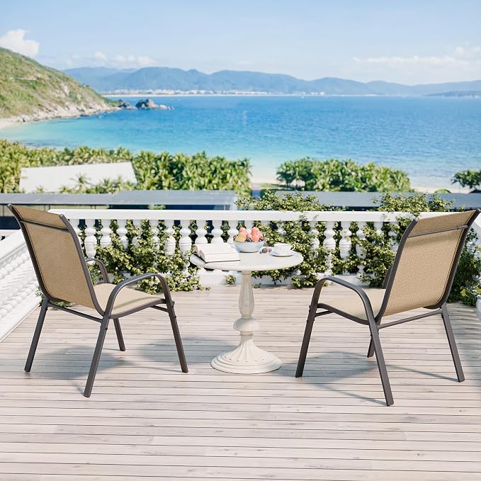 Patio Chairs Set of 4, Stackable Outdoor Dining Chairs Set - Image 8
