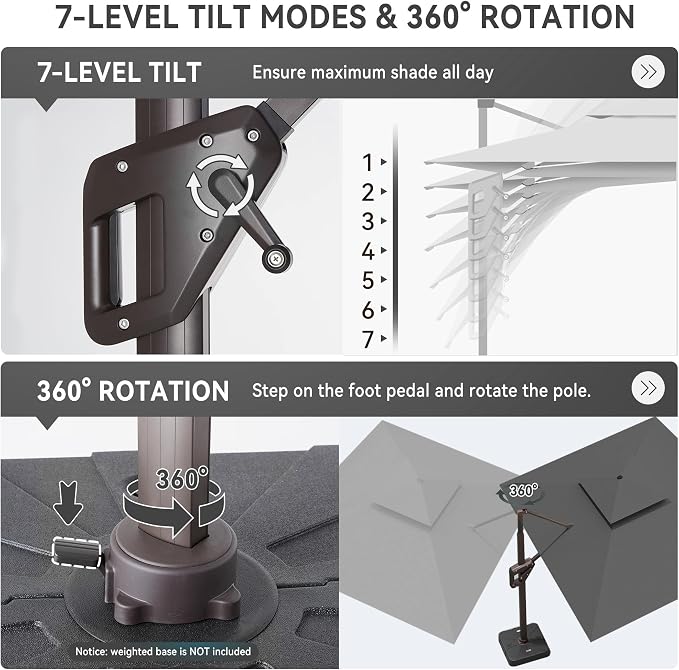 10x13FT Cantilever Patio Umbrella - Image 5