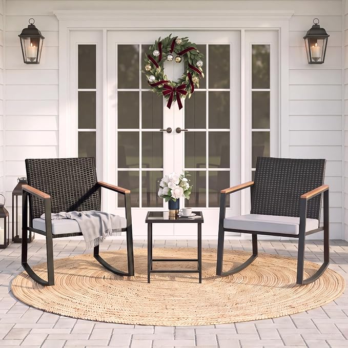 Gizoon 3 Pieces Rocking Patio Bistro Set | - Image 8