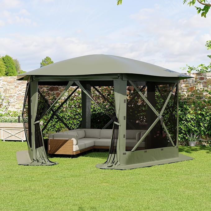 11.5FT Pop-Up Gazebo Tent with Mesh Netting, Removable Top & Wind Cloths | - Image 7