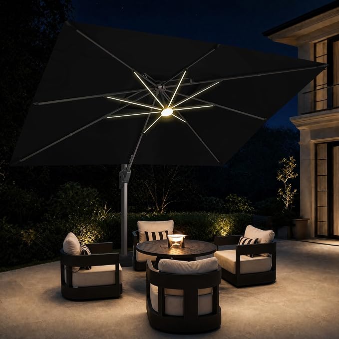 JZAC & QZYD 9x12 FT Cantilever Offset Patio Umbrella - Image 2